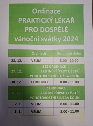 Ordinace praktického lékaře o Vánocích