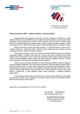 Šetření v domácnostech – životní podmínky
